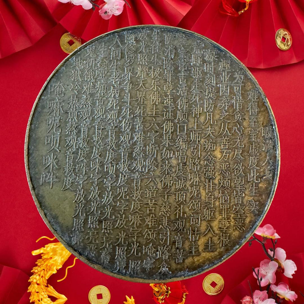 Antique Gold Buddha Coin Amulet: Om Mani Padme Hum Talisman | Metta-Blessed™ | Buddha Protection