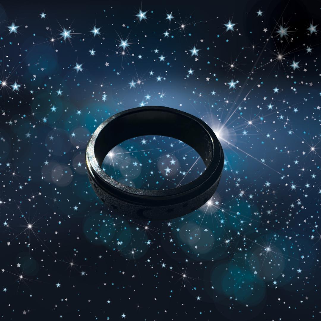 Enchanted Ring - Goddess Nyx | SPELLBOUND MAGIC |  Black Spinner Ring | Size 8 | Metta-Blessed™