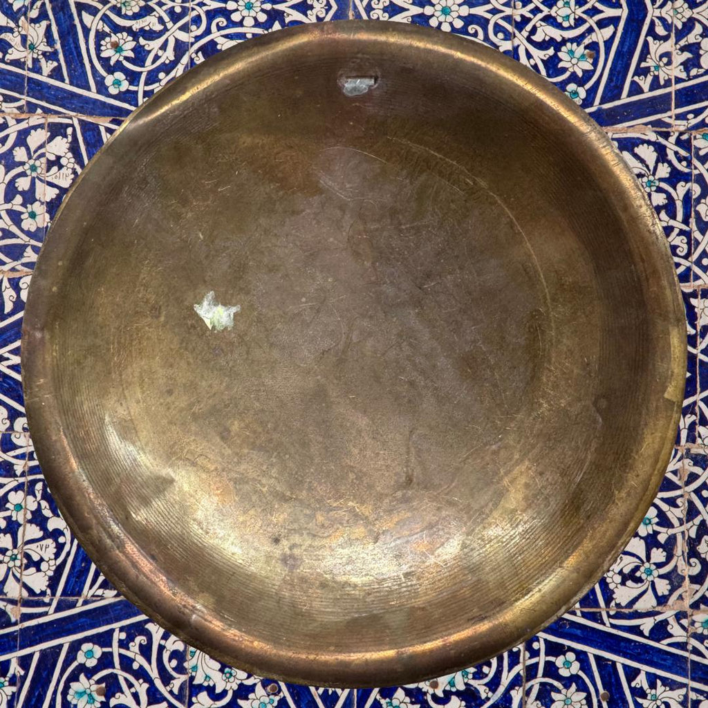 Antique Hand-Etched Brass Plate | Metta-Blessed™ | Egyptian Revival Middle Eastern Decor