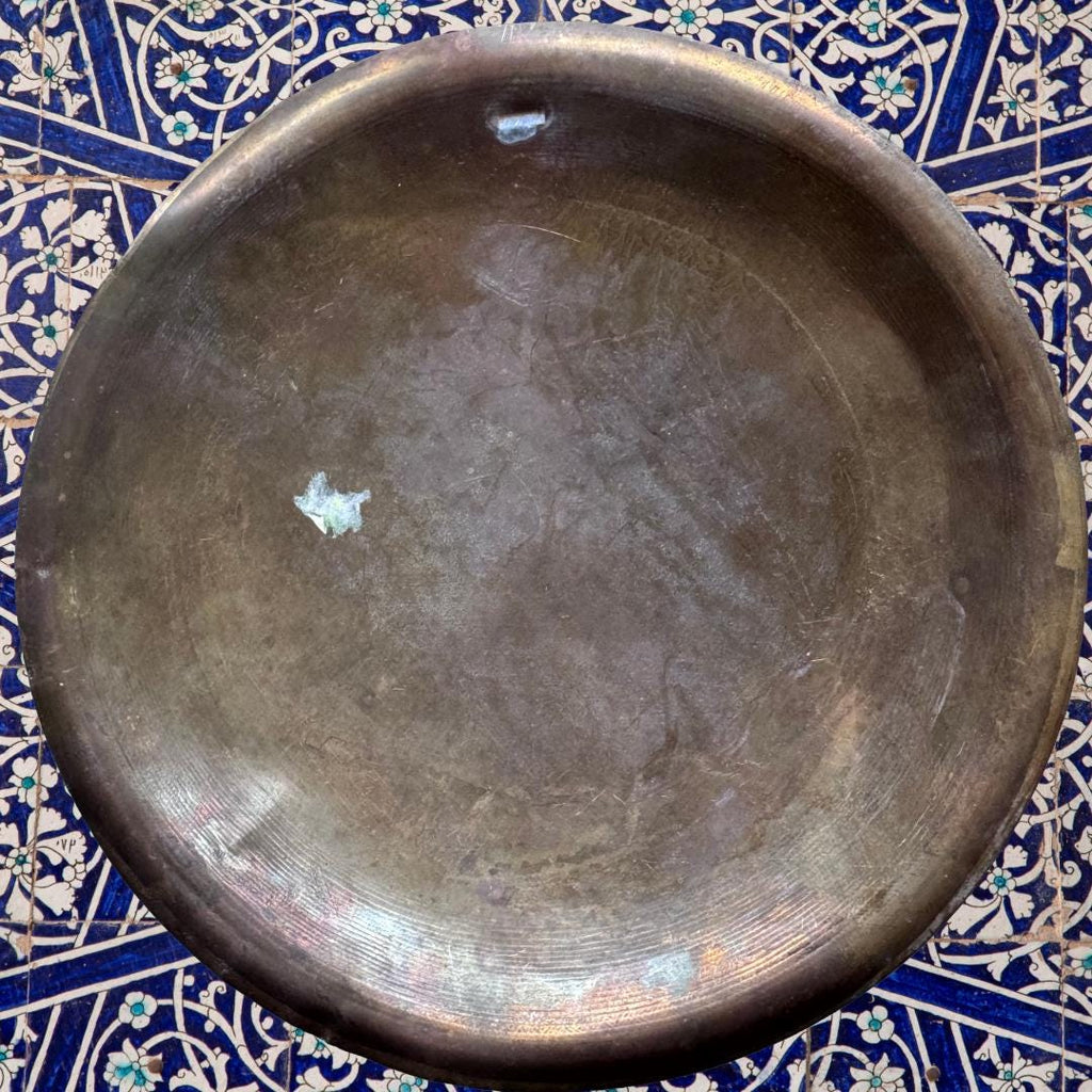 Antique Hand-Etched Brass Plate | Metta-Blessed™ | Egyptian Revival Middle Eastern Decor