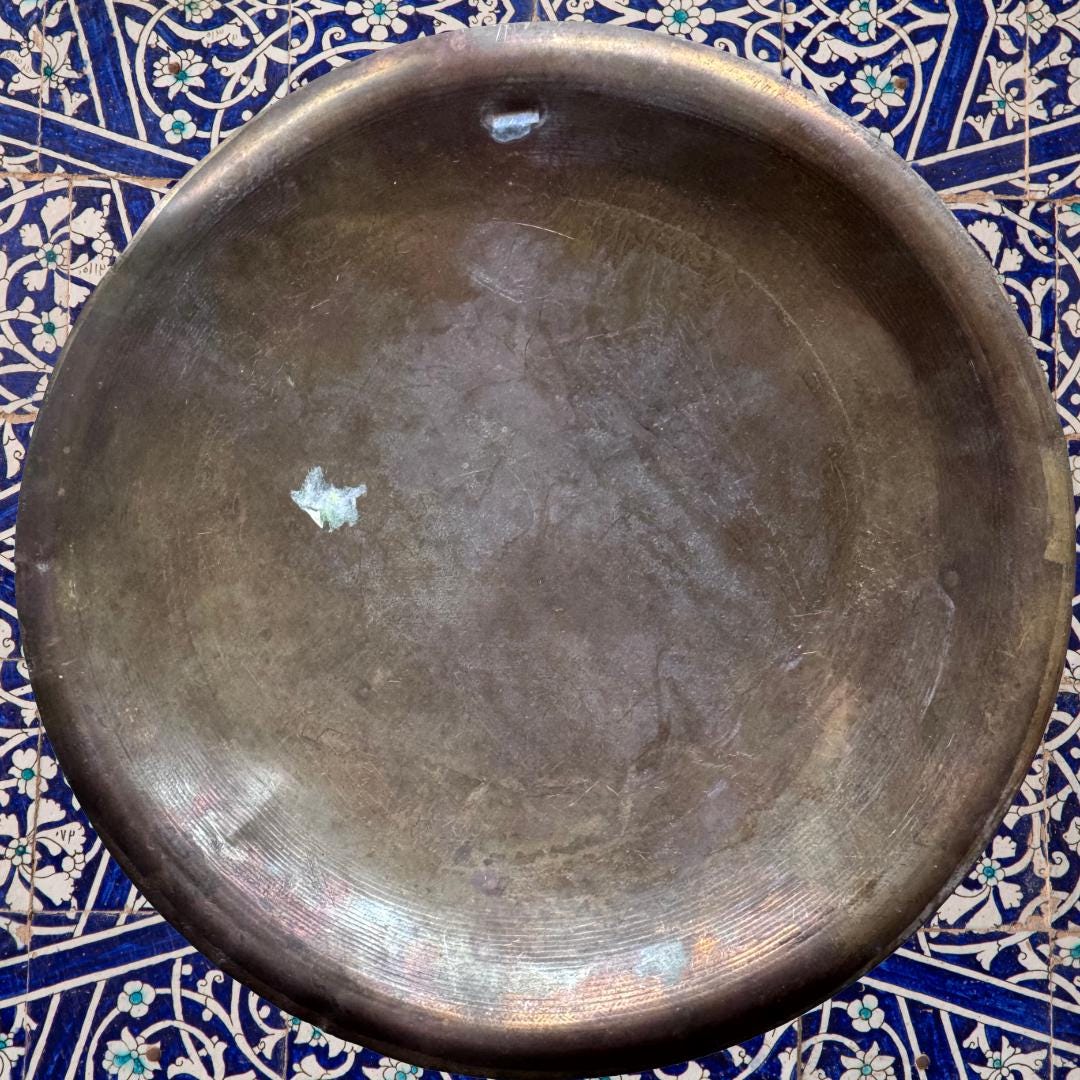 Antique Hand-Etched Brass Plate | Metta-Blessed™ | Egyptian Revival Middle Eastern Decor