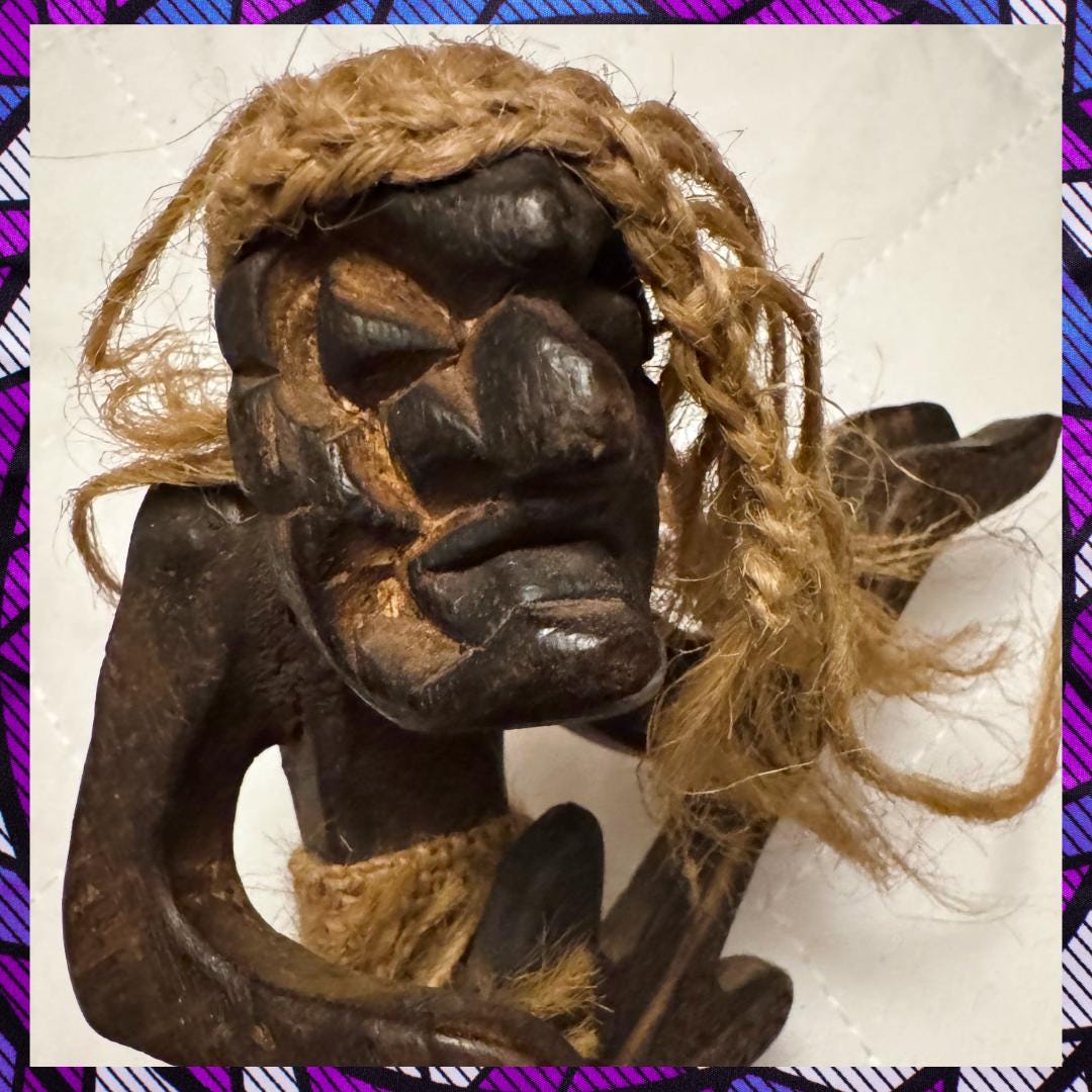 Enchanted Shango West African Orisha - Folk Art Guitarist Figurine | Hand-Carved Wood | Metta-Blessed™
