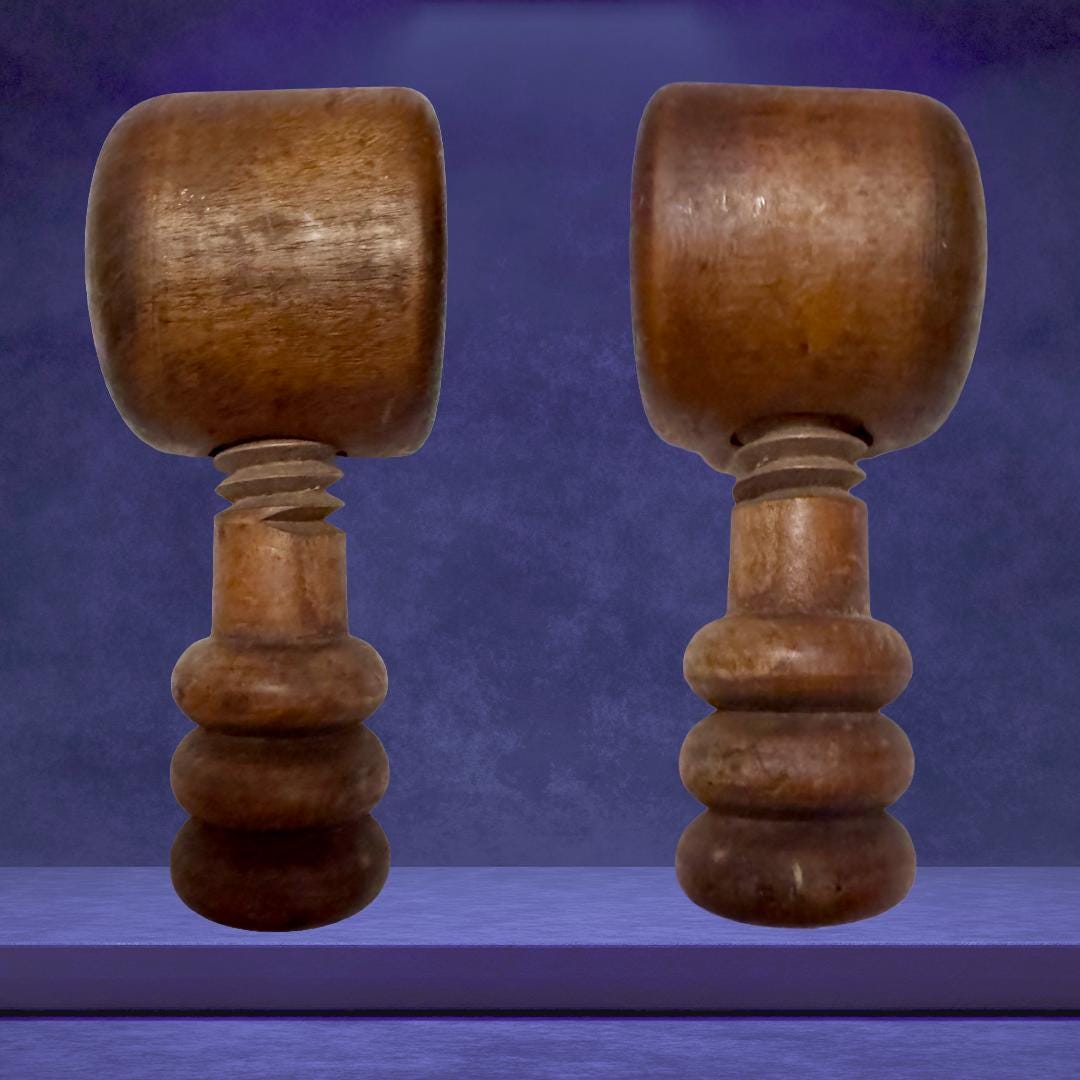 Antique Linen Smoother & Screw Press: 19th Century Sacred Imprint Tools