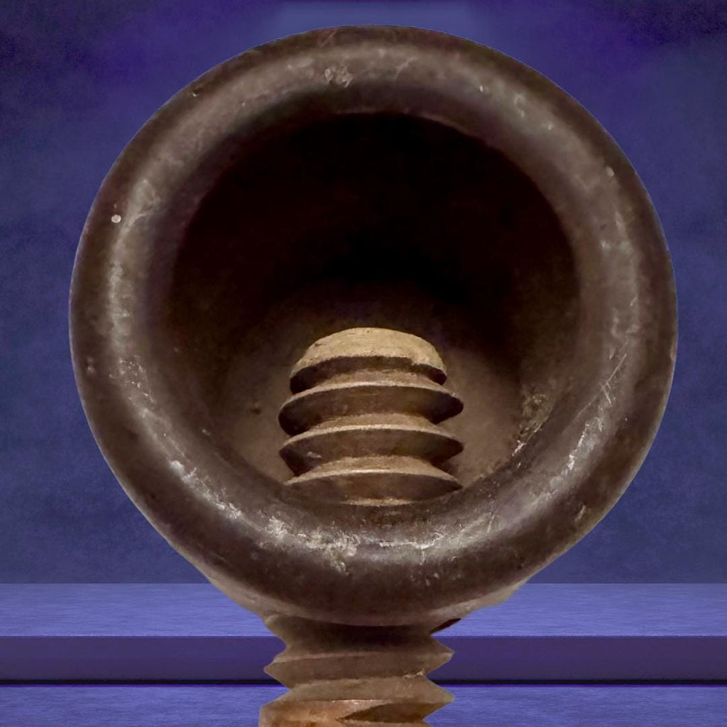 Antique Linen Smoother & Screw Press: 19th Century Sacred Imprint Tools