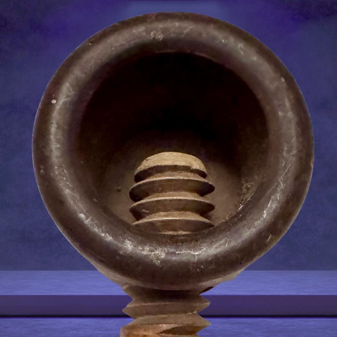 Antique Linen Smoother & Screw Press: 19th Century Sacred Imprint Tools