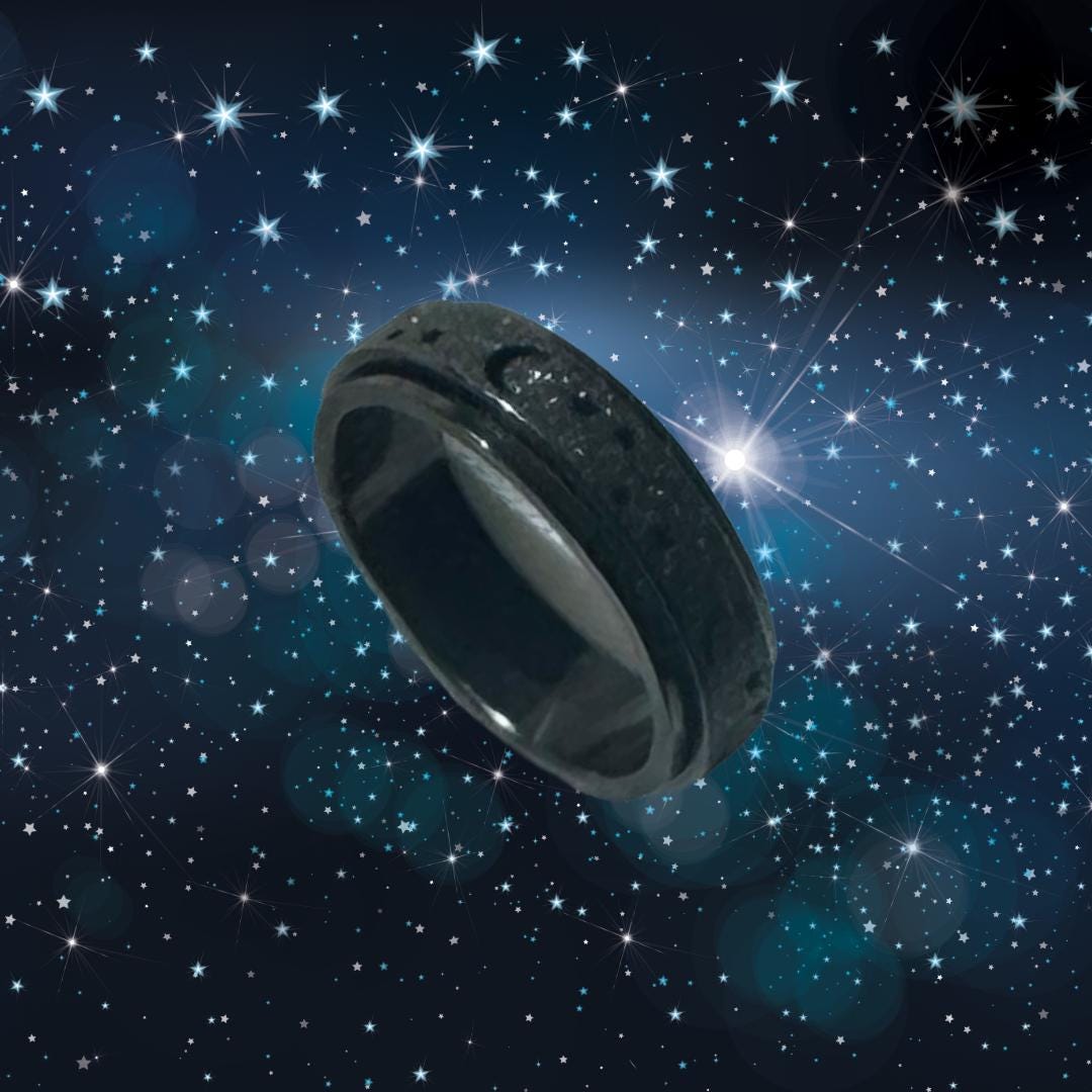 Enchanted Ring - Goddess Nyx | SPELLBOUND MAGIC |  Black Spinner Ring | Size 8 | Metta-Blessed™
