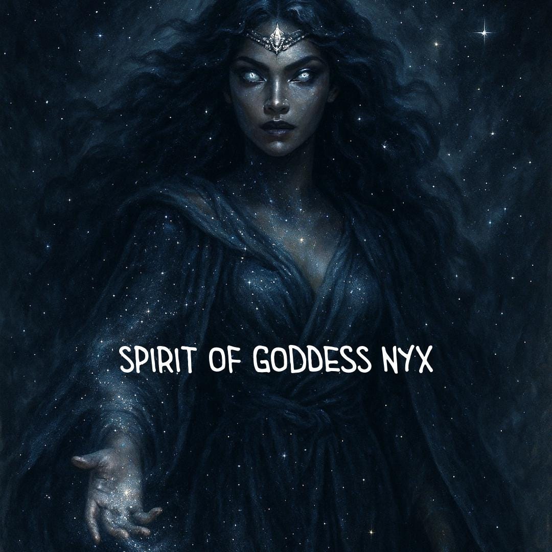 Enchanted Ring - Goddess Nyx | SPELLBOUND MAGIC |  Black Spinner Ring | Size 8 | Metta-Blessed™