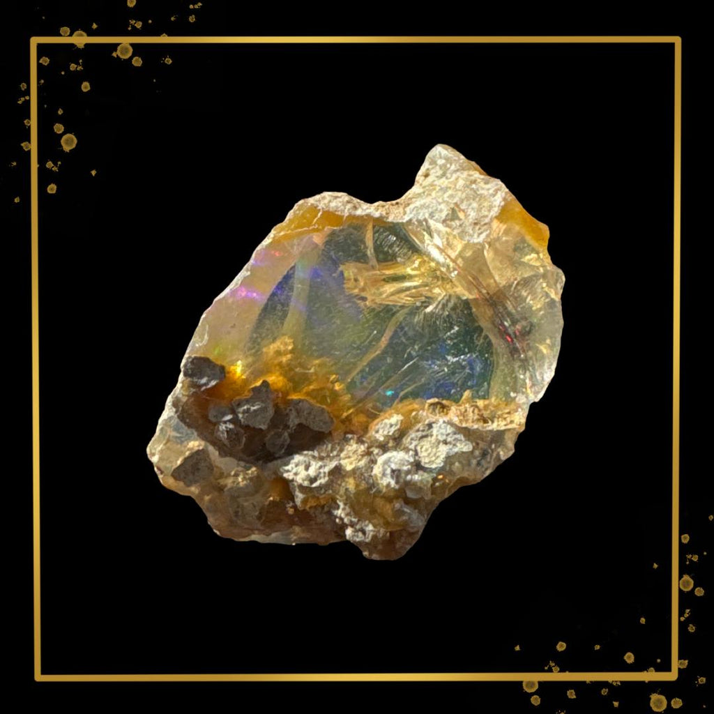 Ethiopian Welo Opal in Matrix | Orange–golden opal | Rare Museum-Quality Metaphysical Specimen | Metta-Blessed™