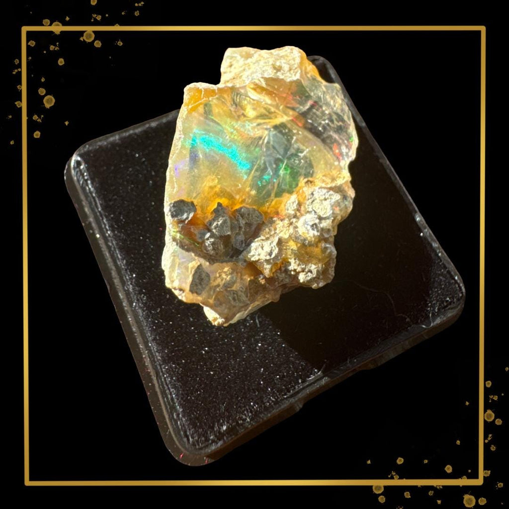 Ethiopian Welo Opal in Matrix | Orange–golden opal | Rare Museum-Quality Metaphysical Specimen | Metta-Blessed™