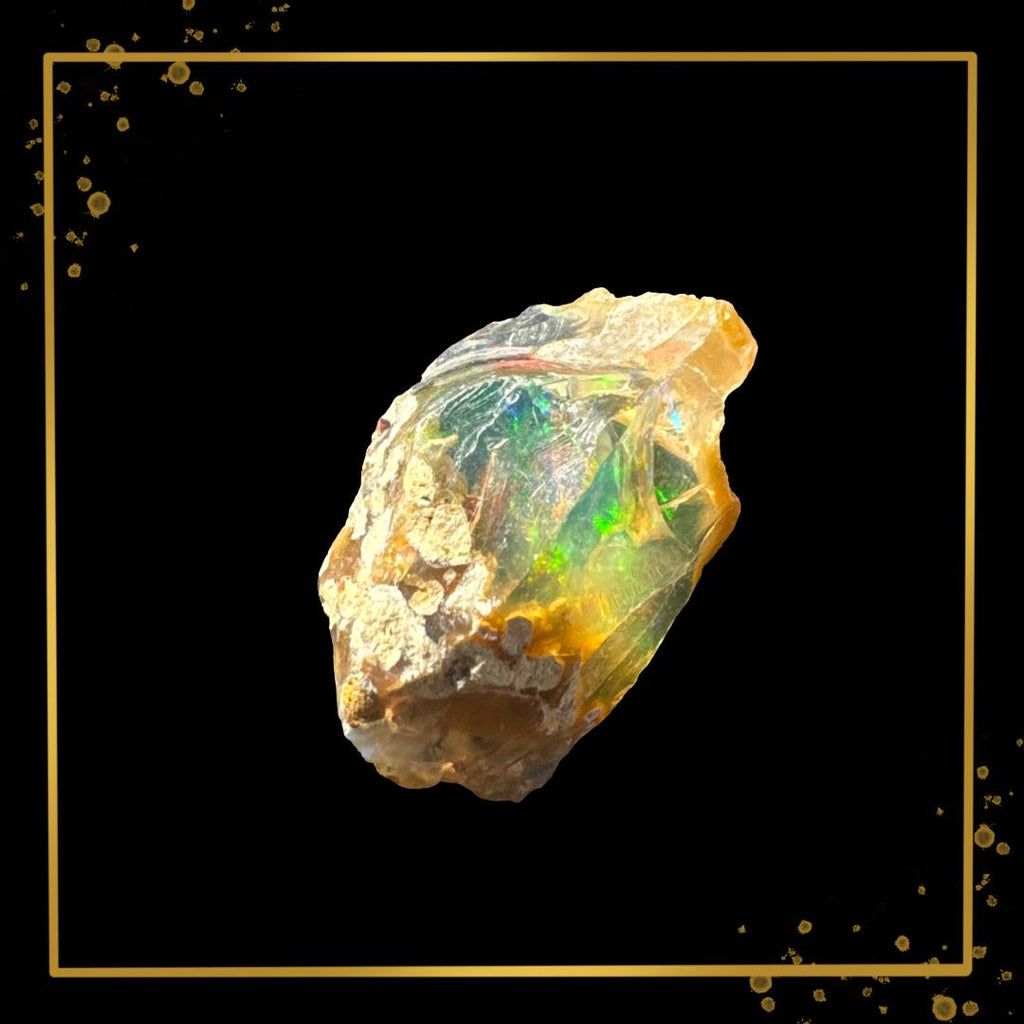 Ethiopian Welo Opal in Matrix | Orange–golden opal | Rare Museum-Quality Metaphysical Specimen | Metta-Blessed™
