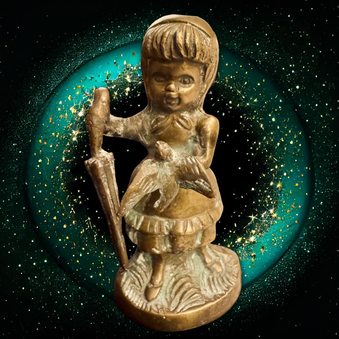 Haunted Bronze Figurine | The Rooted Child Spirit Vessel | Brass with Extensive Patina | Dark Occult Decor | Metta-Blessed™