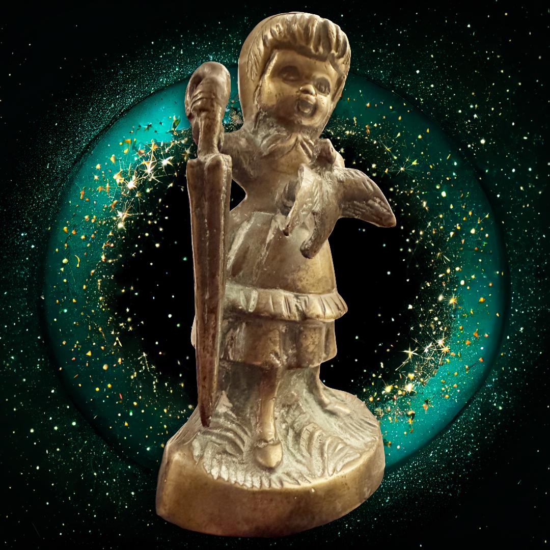 Haunted Bronze Figurine | The Rooted Child Spirit Vessel | Brass with Extensive Patina | Dark Occult Decor | Metta-Blessed™