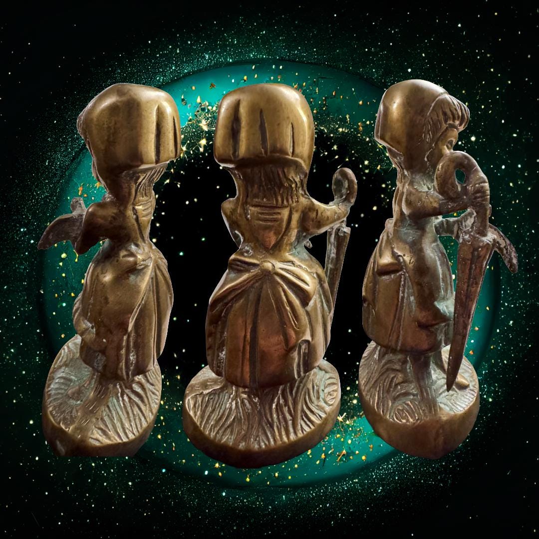 Haunted Bronze Figurine | The Rooted Child Spirit Vessel | Brass with Extensive Patina | Dark Occult Decor | Metta-Blessed™