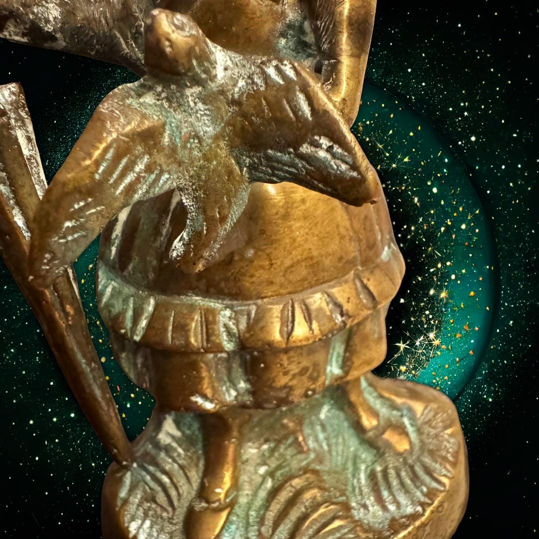 Haunted Bronze Figurine | The Rooted Child Spirit Vessel | Brass with Extensive Patina | Dark Occult Decor | Metta-Blessed™