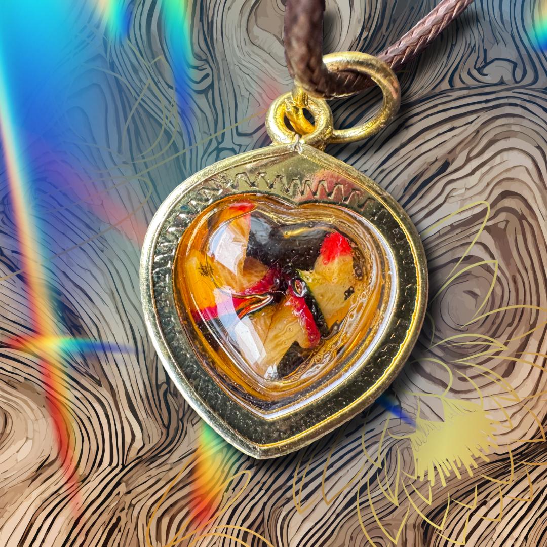 Golden Sariga Lintong Amulet | 109 Sacred Plants | Metta-Blessed™ Thai Talisman for Wealth, Charm & Love