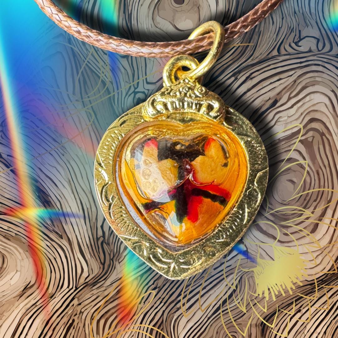 Golden Sariga Lintong Amulet | 109 Sacred Plants | Metta-Blessed™ Thai Talisman for Wealth, Charm & Love