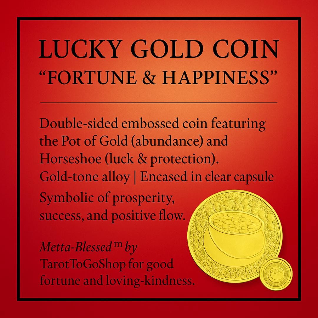 Lucky Gold Coin | “Fortune & Happiness” | Double-Sided Metta-Blessed™ Prosperity Charm