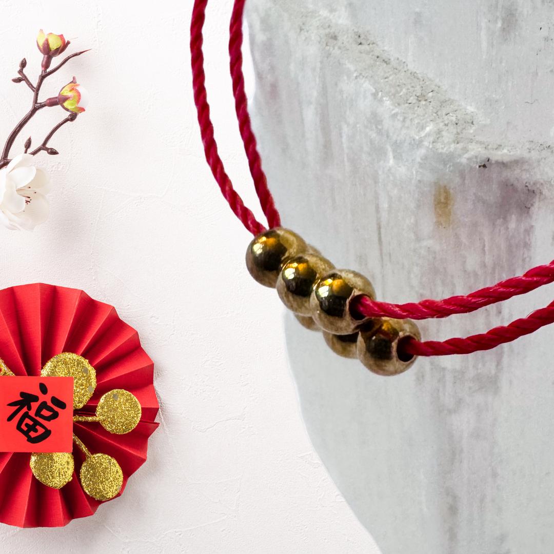 Lucky Charm Red Thread Bracelet | Seven Golden Beads of Fortune | Metta-Blessed™