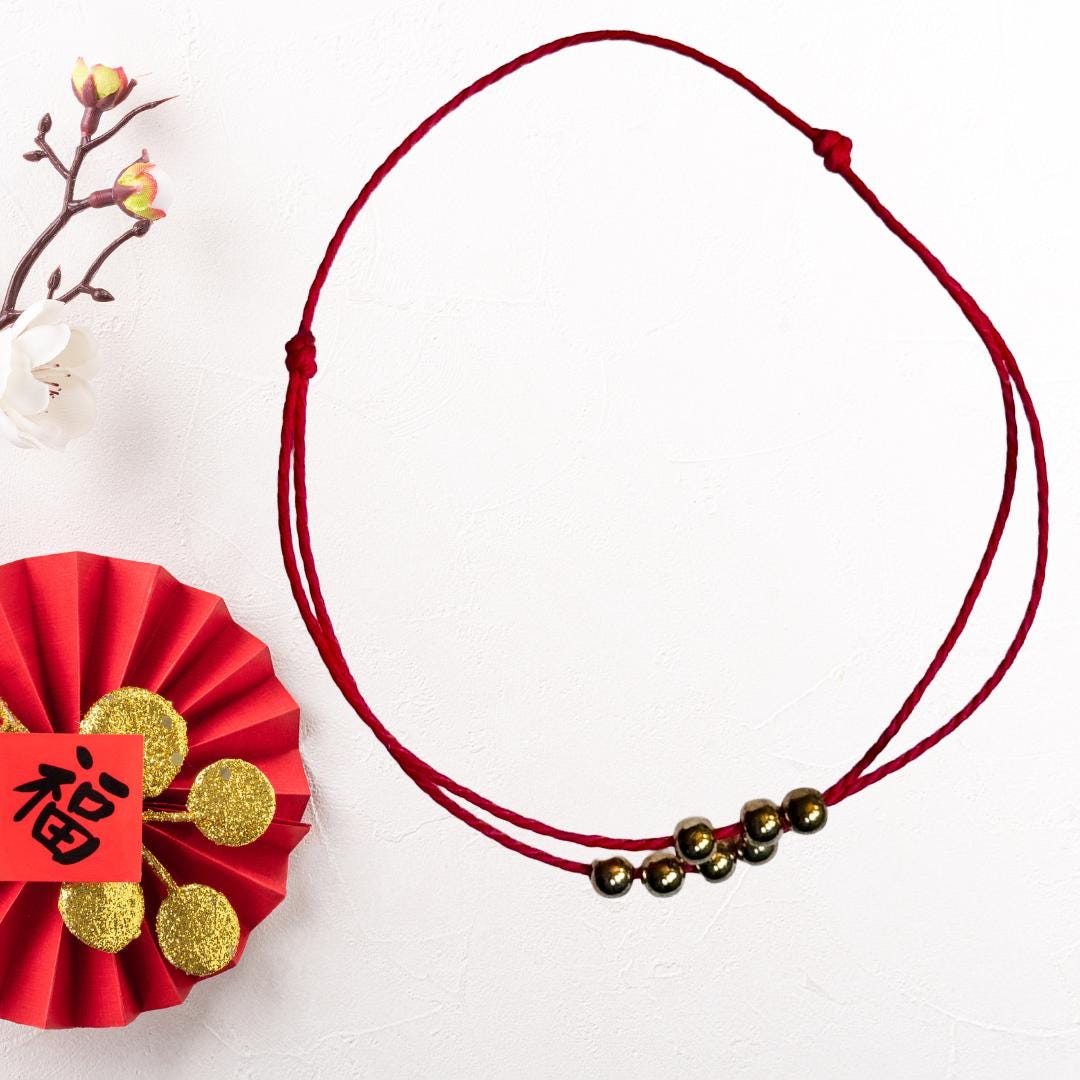 Lucky Charm Red Thread Bracelet | Seven Golden Beads of Fortune | Metta-Blessed™