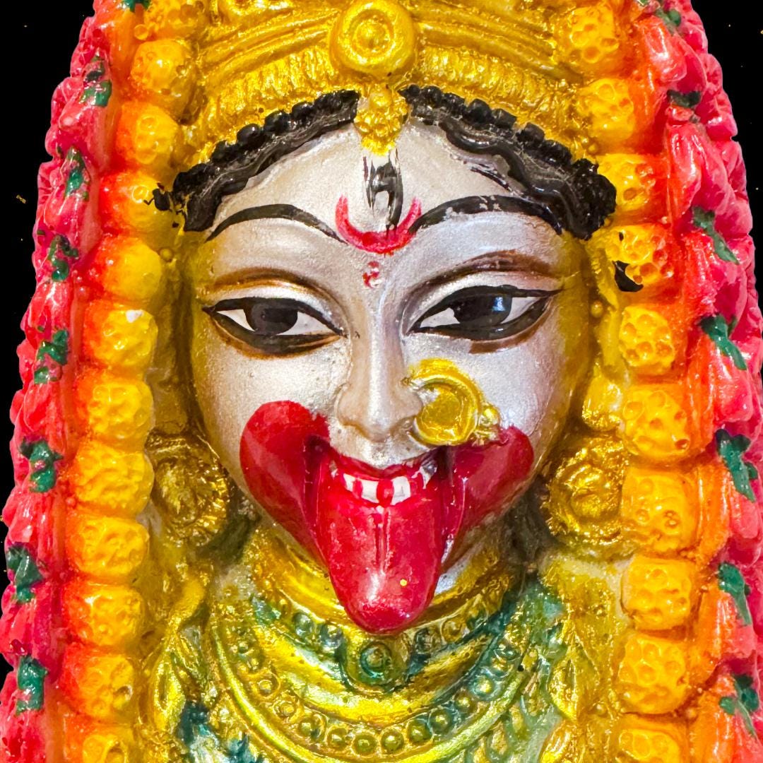 Enchanted Vintage Goddess Kali Bust Statue | Hand-Painted Plaster | Enchanted Altar Icon | Metta-Blessed™