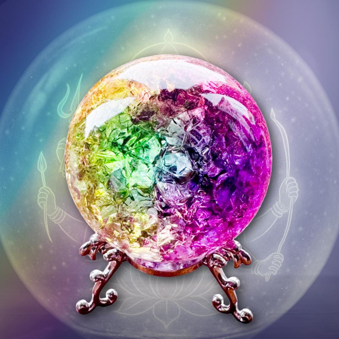 Enchanted Goddess Durga | Benevolence Ball | Protection Sphere 60mm with Stand | Metta-Blessed™