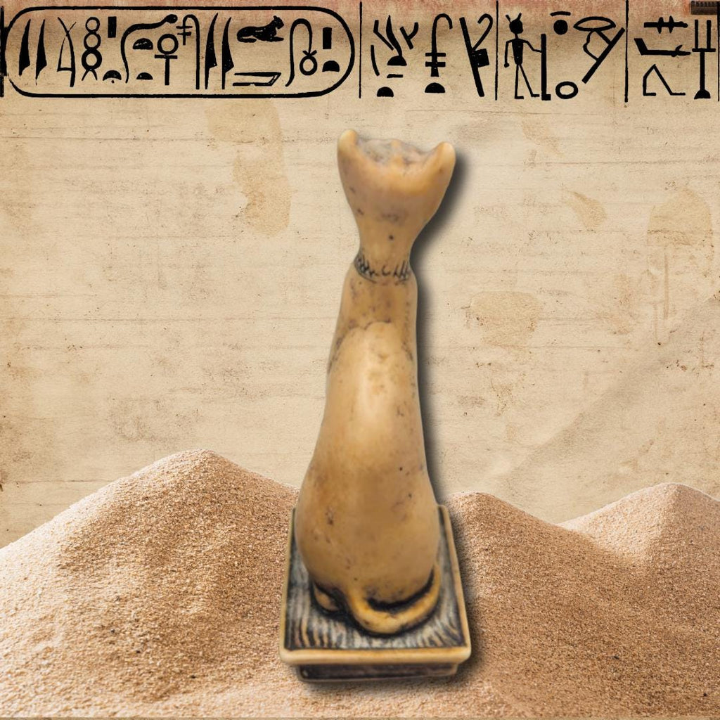 Enchanted Egyptian Bastet Cat Figurine - Antiqued Ceramic Goddess, Metta-Blessed™