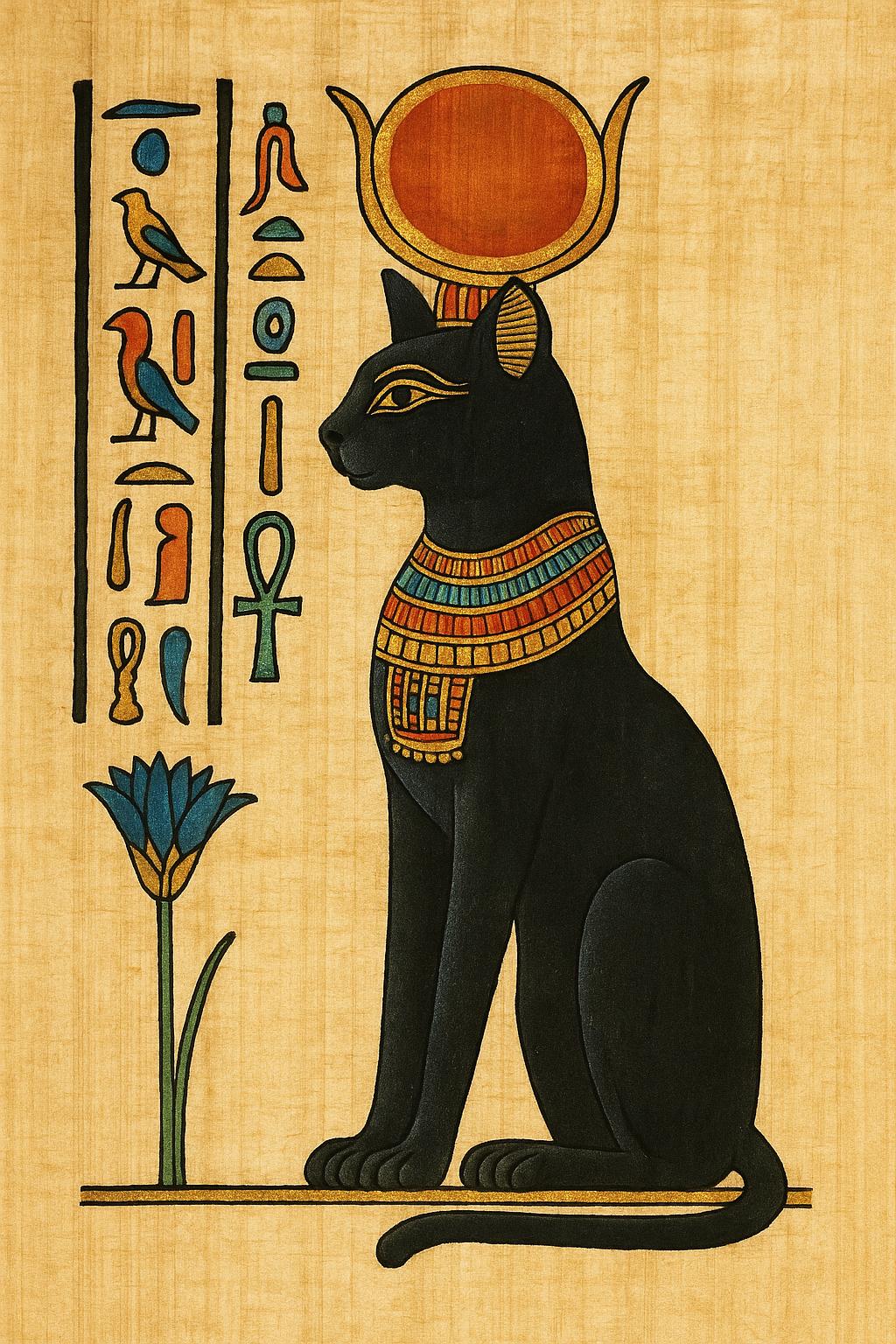 Enchanted Egyptian Bastet Cat Figurine - Antiqued Ceramic Goddess, Metta-Blessed™