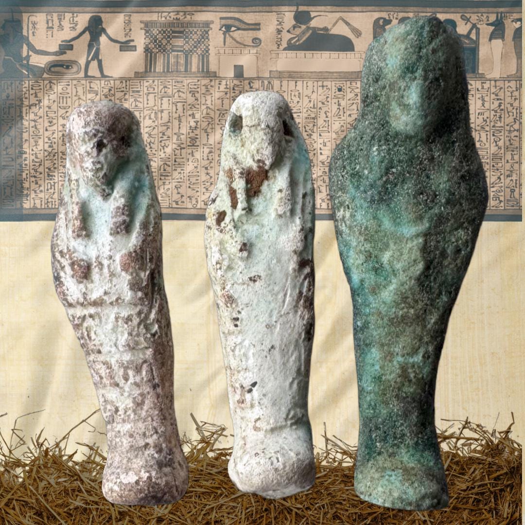 Ancient Egyptian Faience Ushabti Figures: c. 664-332 BCE | Metta-Blessed | Sacred Collection