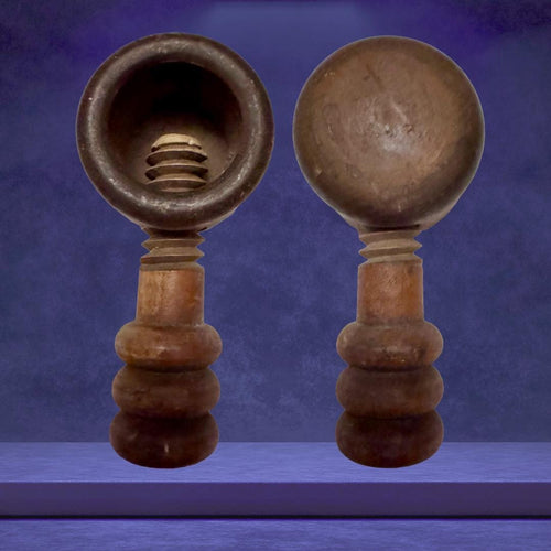 Antique Linen Smoother & Screw Press: 19th Century Sacred Imprint Tools