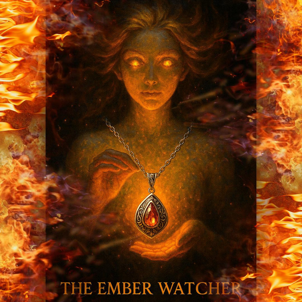 Enchanted Necklace - Spirit Of The Ember Watcher | Amber Flame Guardian Pendant – Metta-Blessed™