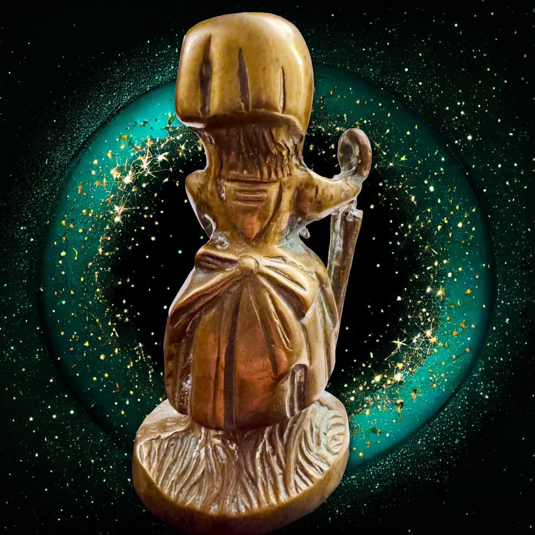 Haunted Bronze Figurine | The Rooted Child Spirit Vessel | Brass with Extensive Patina | Dark Occult Decor | Metta-Blessed™