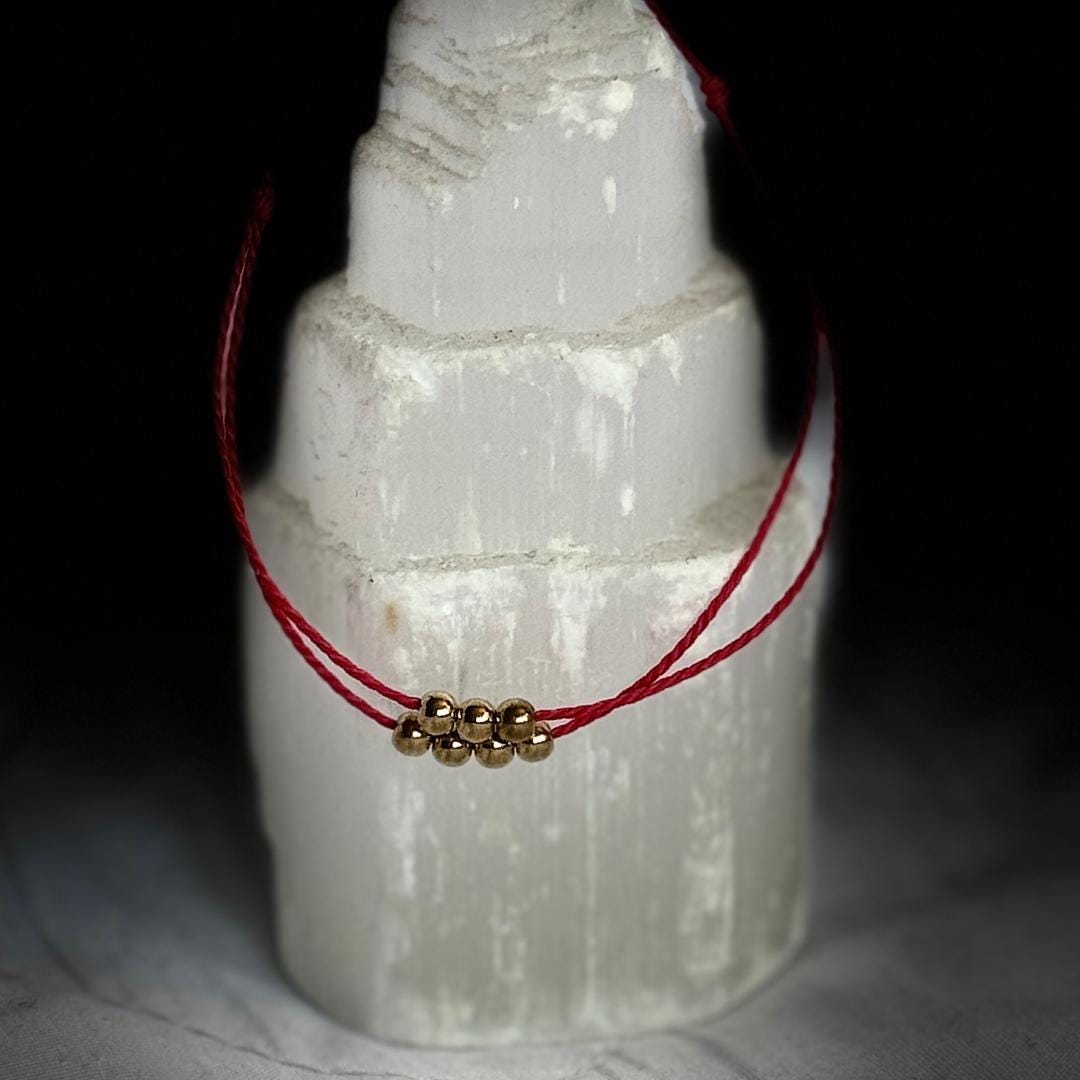 Lucky Charm Red Thread Bracelet | Seven Golden Beads of Fortune | Metta-Blessed™