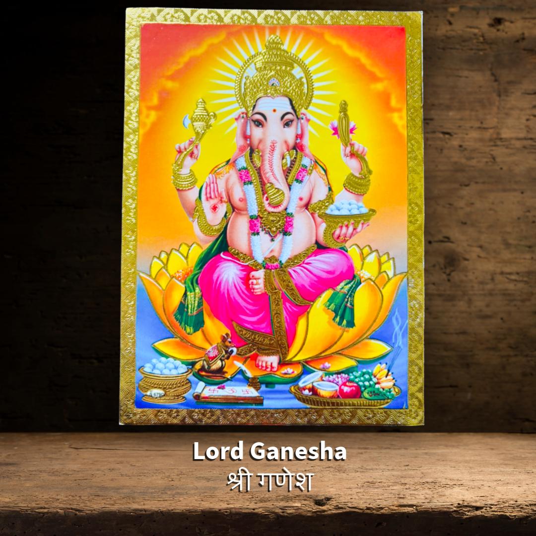 Lord Ganesha | Vintage Hindu Devotional Print | Metta-Blessed™