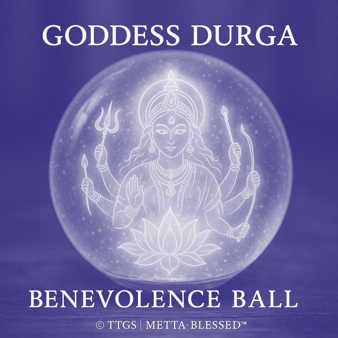 Enchanted Goddess Durga | Benevolence Ball | Protection Sphere 60mm with Stand | Metta-Blessed™