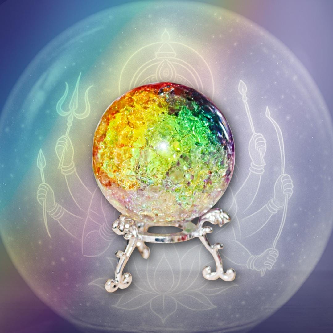 Enchanted Goddess Durga | Benevolence Ball | Protection Sphere 60mm with Stand | Metta-Blessed™