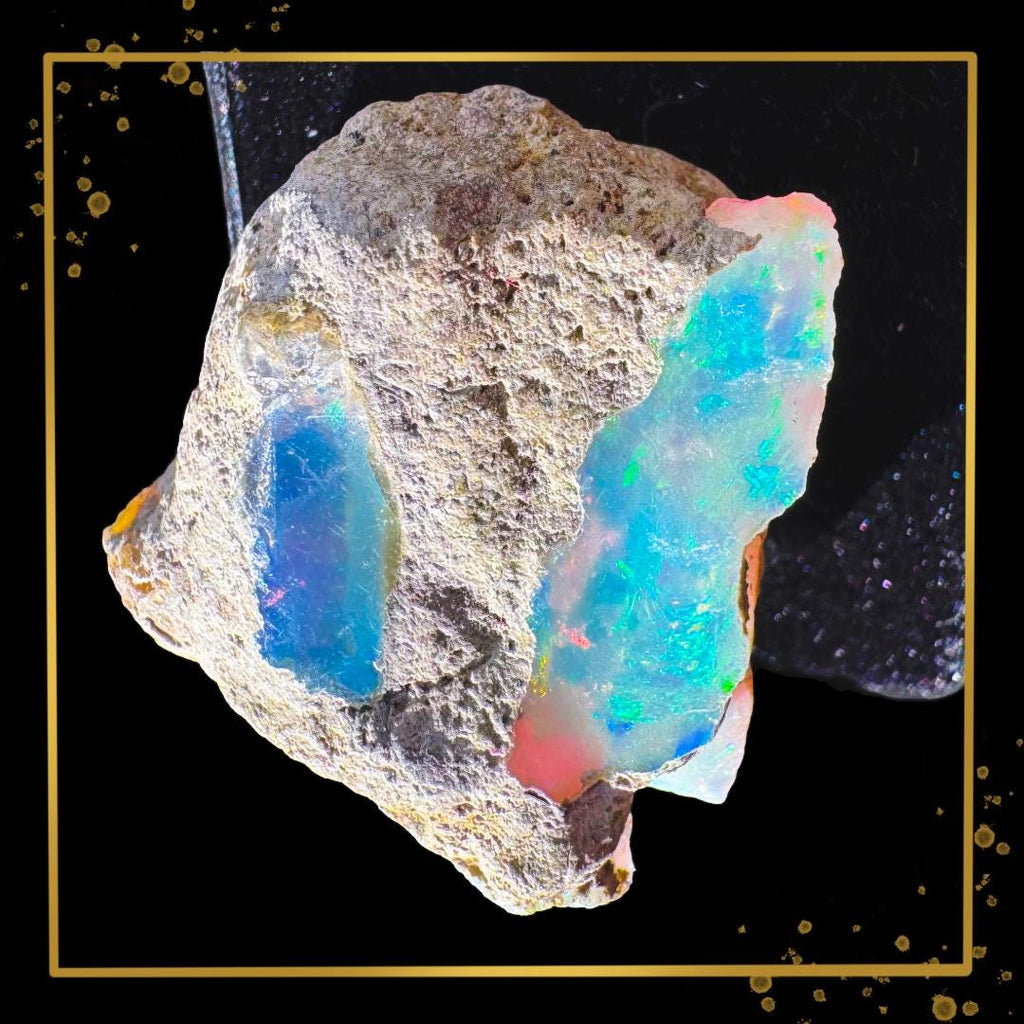 Ethiopian Welo Opal — Twin Fire Veins in Matrix | Ethical Specimen | Lightstone | Metta-Blessed™