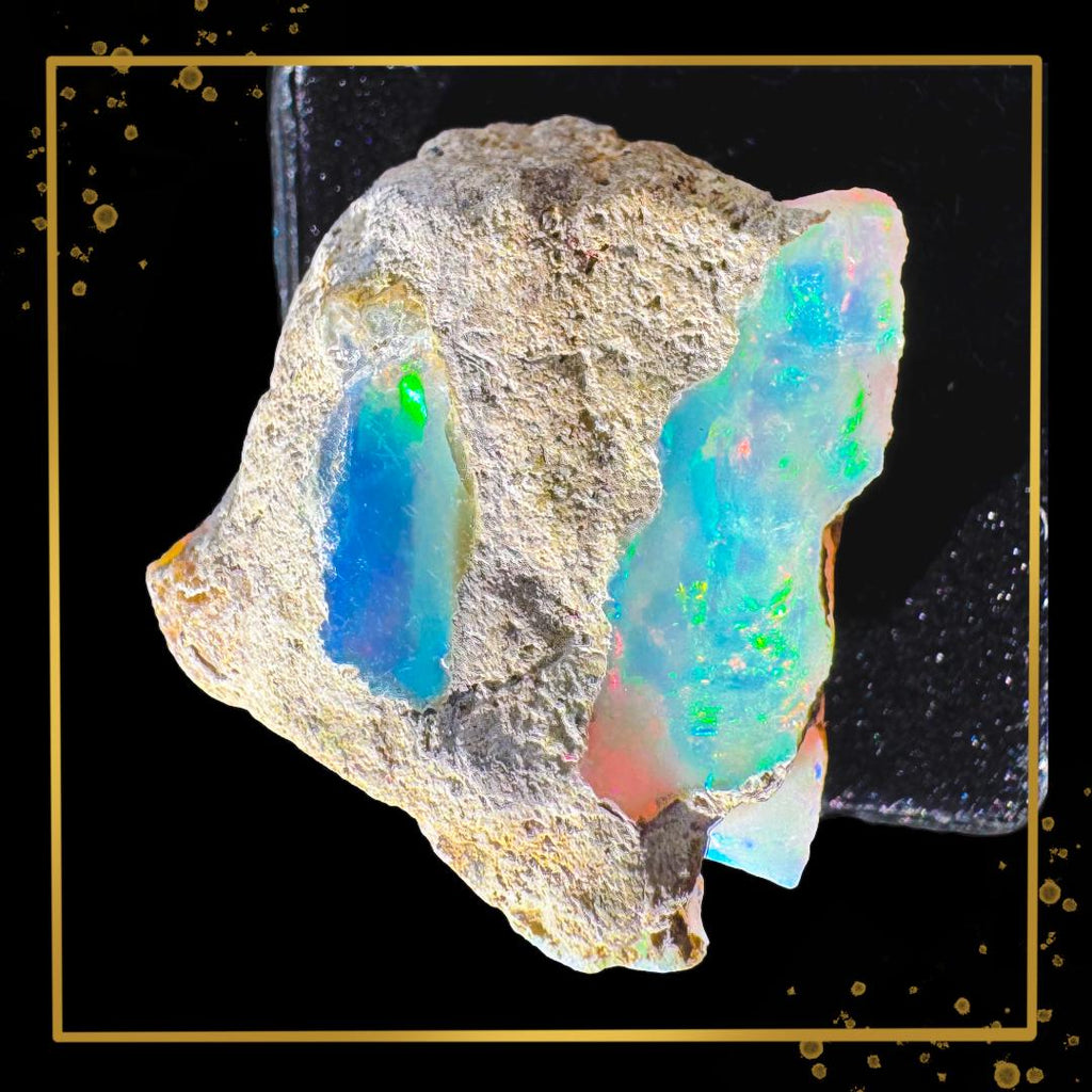 Ethiopian Welo Opal — Twin Fire Veins in Matrix | Ethical Specimen | Lightstone | Metta-Blessed™