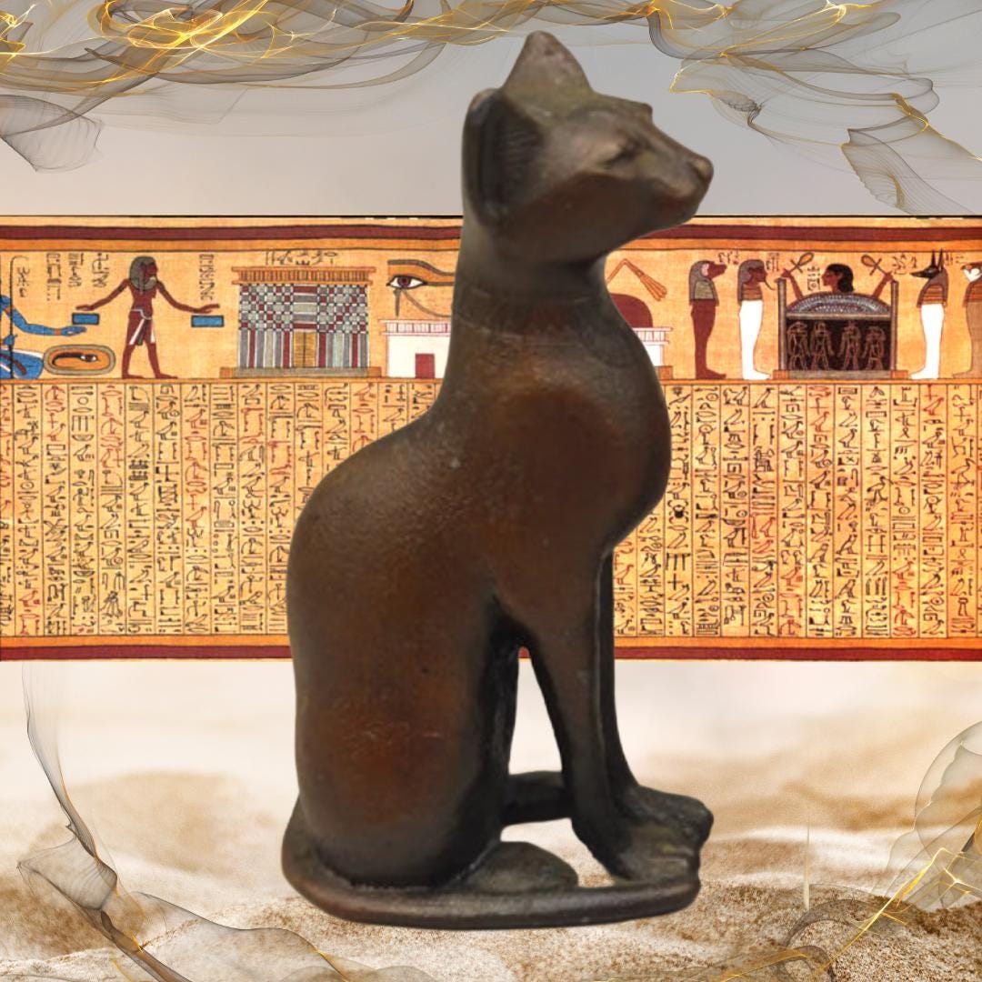 Enchanted Bastet Cat Figurine - Westair Egyptian Revival | Westair Bronze | Metta-Blessed™