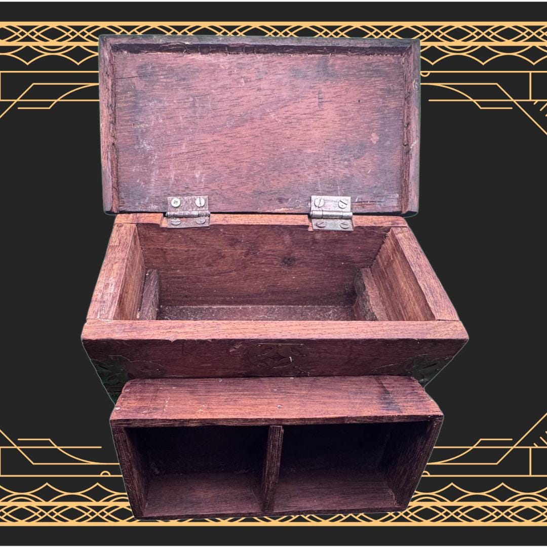 Dual-Chamber Transmutation Box — Original Handmade Wooden Vessel with Brass Adornment | Metta-Blessed™