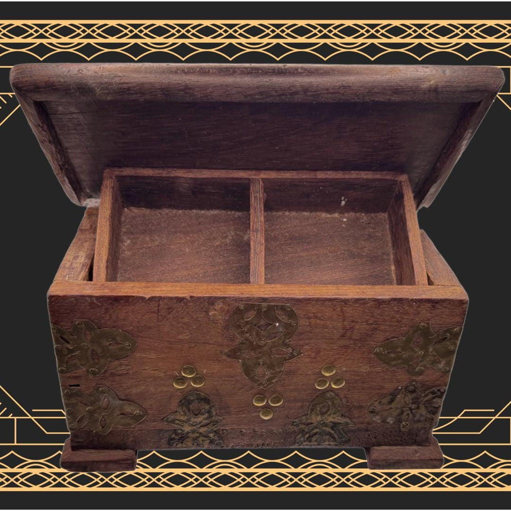 Dual-Chamber Transmutation Box — Original Handmade Wooden Vessel with Brass Adornment | Metta-Blessed™