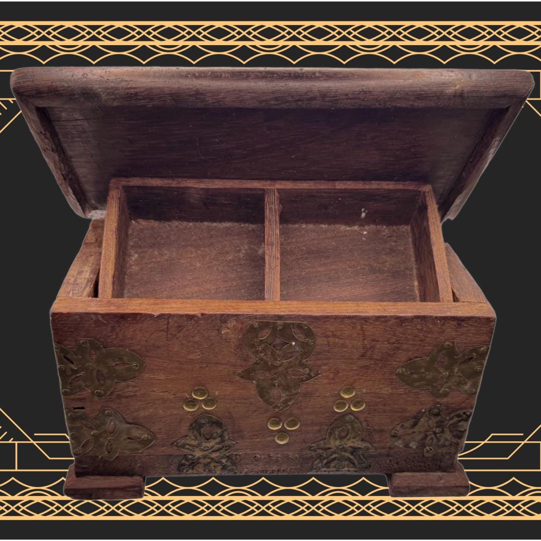 Dual-Chamber Transmutation Box — Original Handmade Wooden Vessel with Brass Adornment | Metta-Blessed™