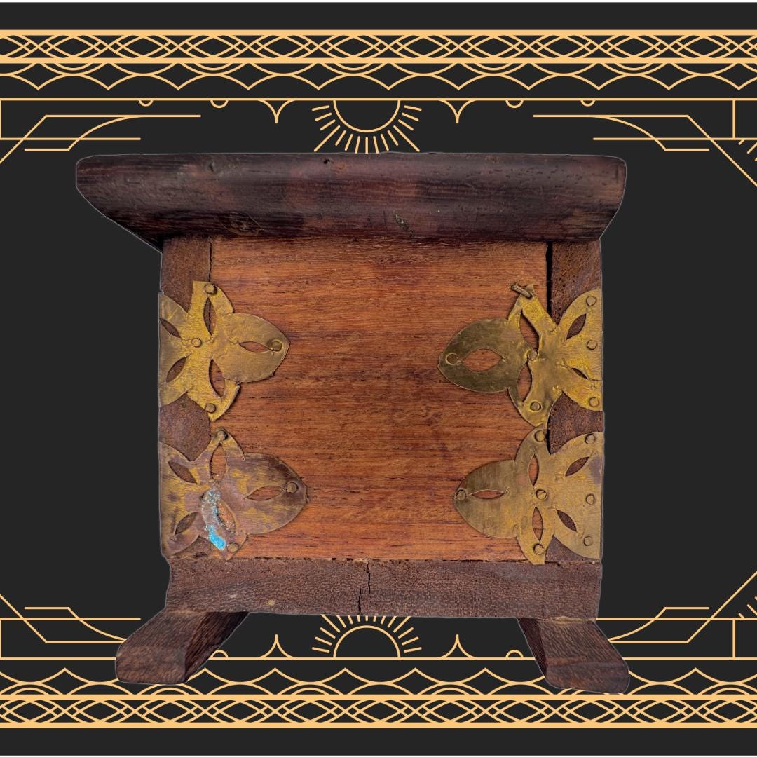 Dual-Chamber Transmutation Box — Original Handmade Wooden Vessel with Brass Adornment | Metta-Blessed™
