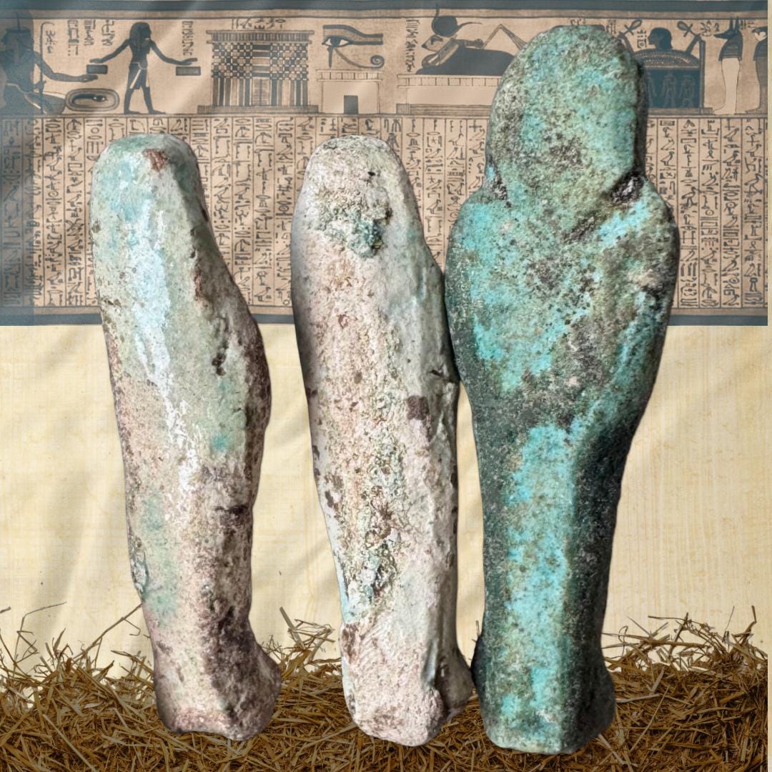 Ancient Egyptian Faience Ushabti Figures: c. 664-332 BCE | Metta-Blessed | Sacred Collection
