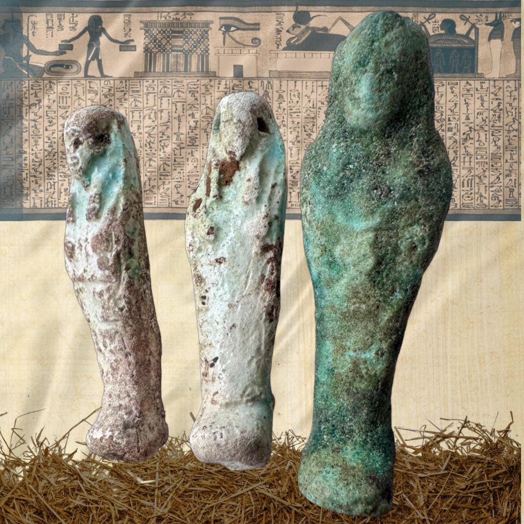 Ancient Egyptian Faience Ushabti Figures: c. 664-332 BCE | Metta-Blessed | Sacred Collection