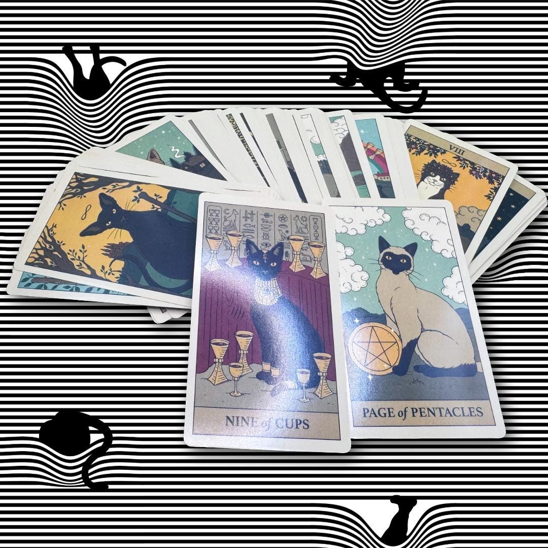 Cats Rule The Earth Tarot 78-card deck for the feline-obsessed and intuitively attuned | Metta-Blessed™