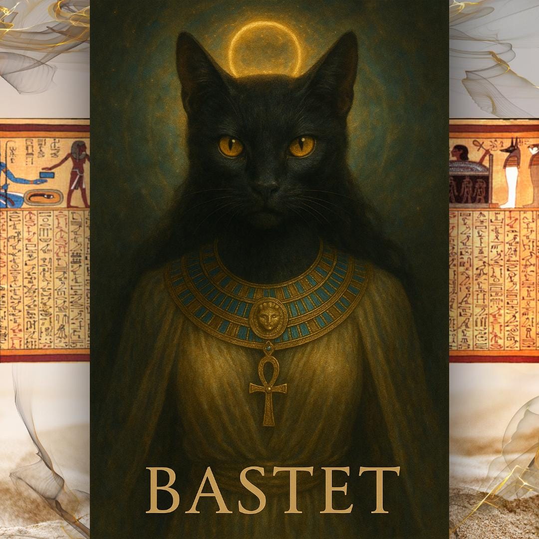 Enchanted Egyptian Bastet Cat Figurine | Revival | Westair Bronze | Metta-Blessed™