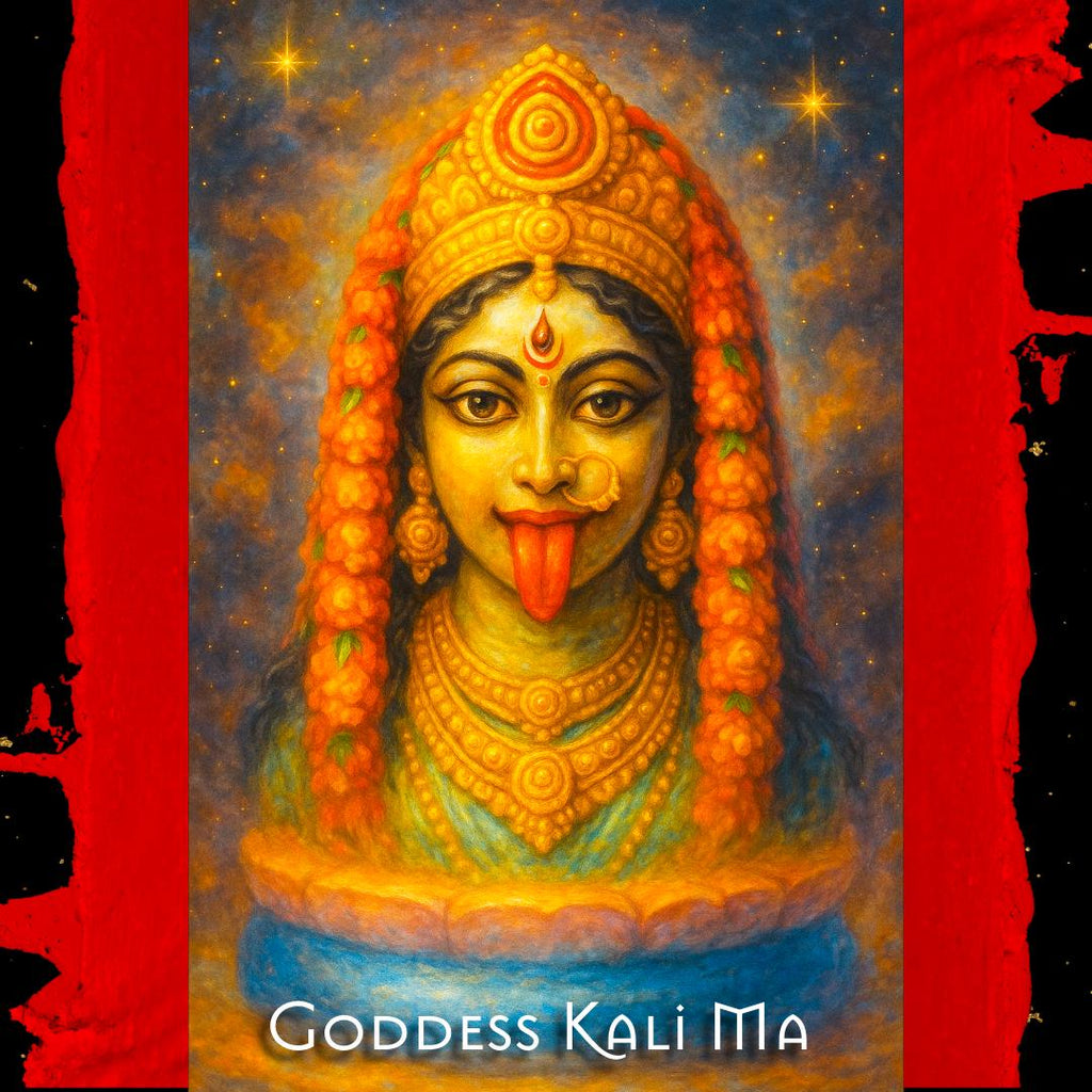 Enchanted Vintage Goddess Kali Bust Statue | Hand-Painted Plaster | Enchanted Altar Icon | Metta-Blessed™