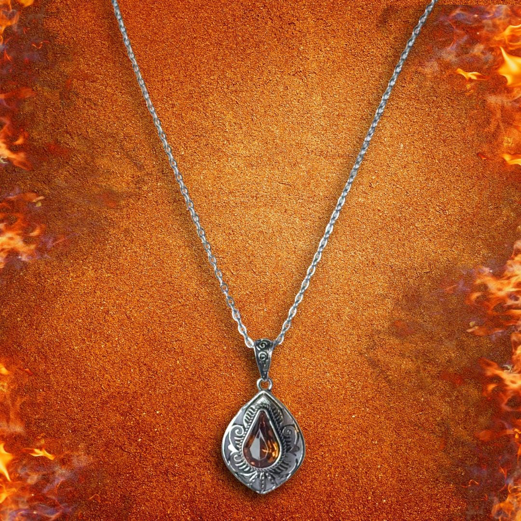 Enchanted Necklace - Spirit Of The Ember Watcher | Amber Flame Guardian Pendant – Metta-Blessed™