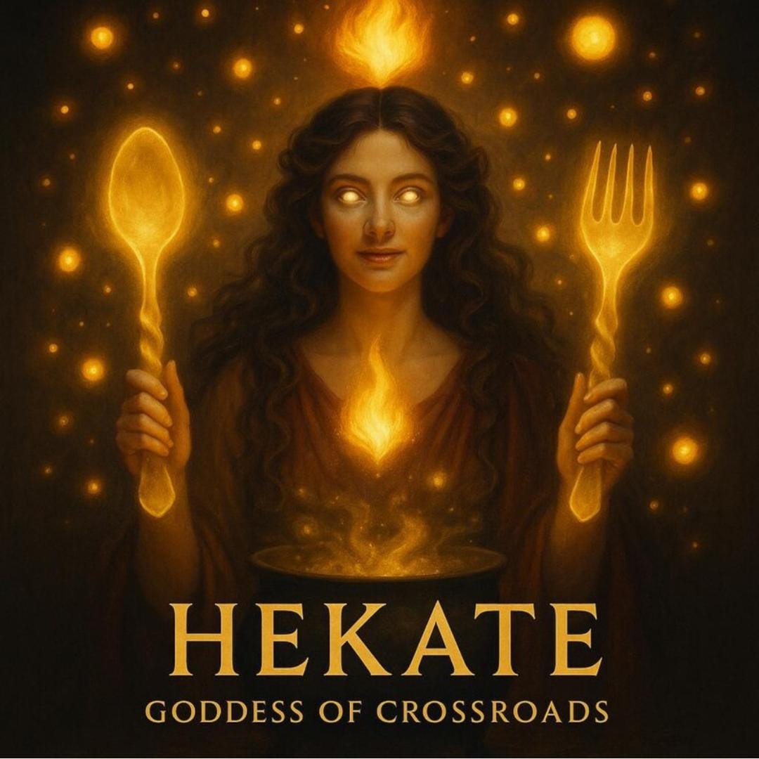 Hekate Altar Tools: Hand Carved Wooden Spoon and Fork Set