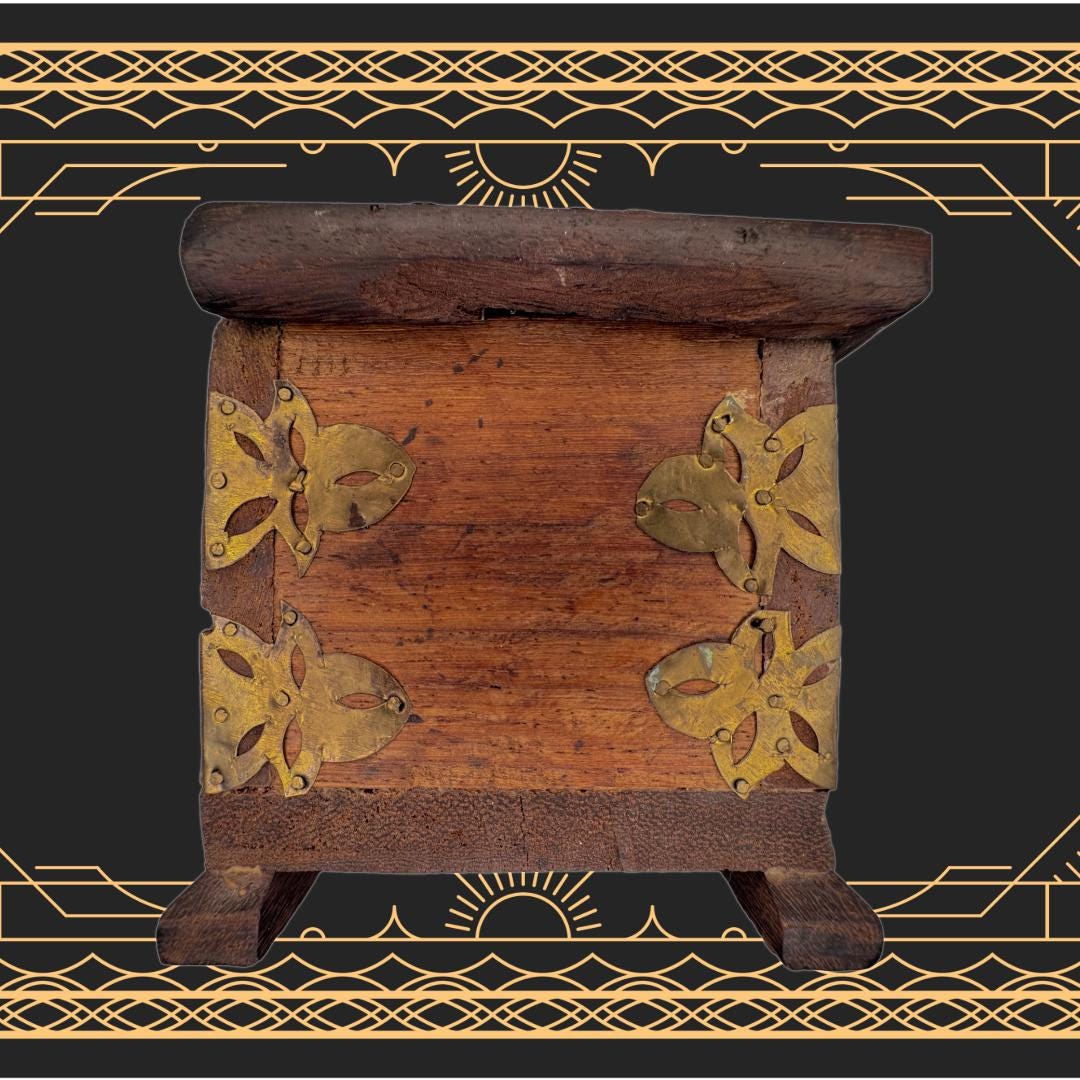 Dual-Chamber Transmutation Box — Original Handmade Wooden Vessel with Brass Adornment | Metta-Blessed™